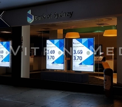 Painel LED Suspenso iluminado – Modelo VM TWO – Bank of Sydney